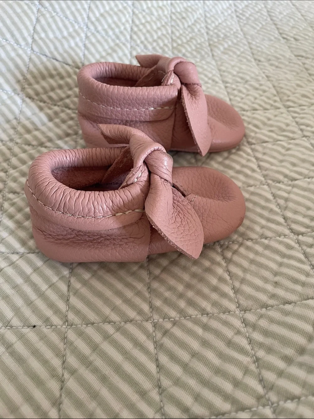Freshly Picked Pink Bow Baby Moccasins 🎀
